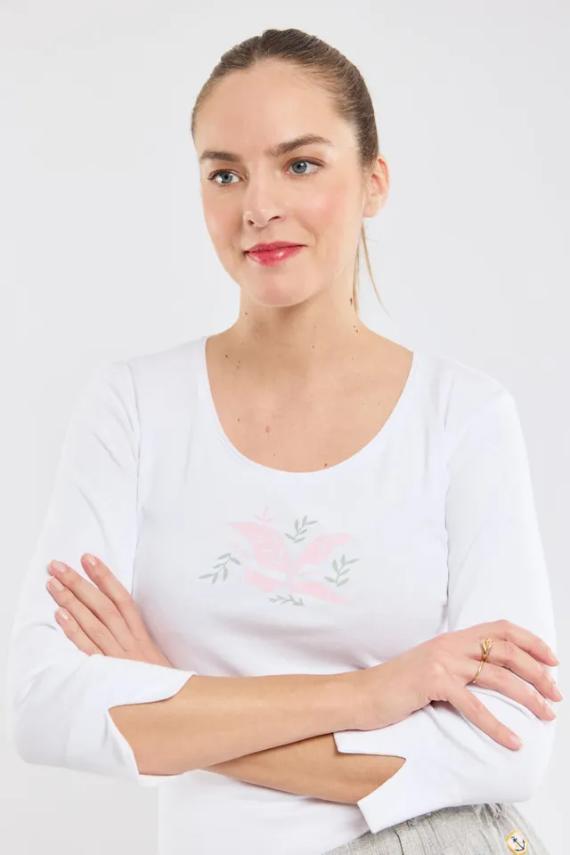 armor-lux-t-shirt-manches-3-4-v-g-taux-coton-l-ger-femme image 1