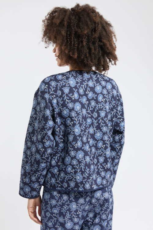 armor-lux-veste-pyjama-femme-matelass-e-fleuri-bleu image 7