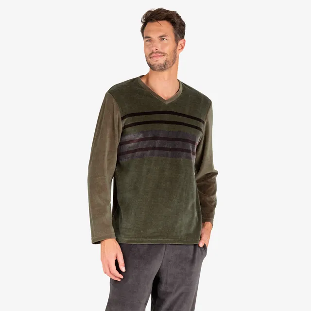 eminence-velours-pyjama-long-homme-col-v image 1