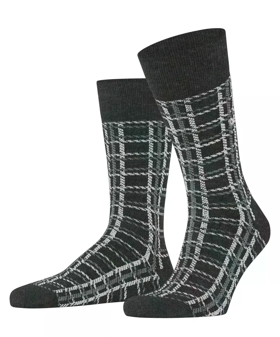 burlington-grid-chaussettes-homme-gris-anthracite-melange-3080-40-46-coton-cache image 1
