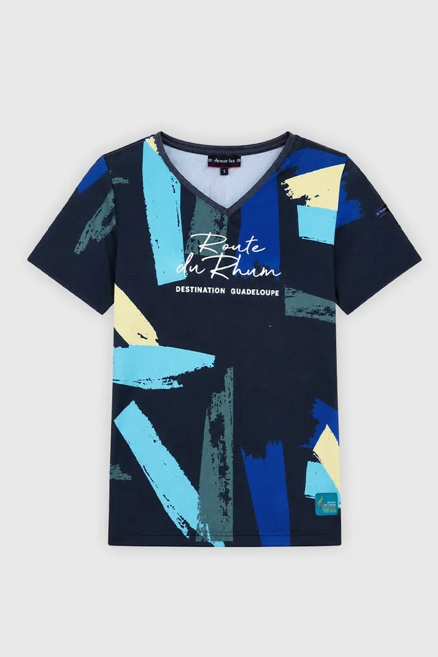 armor-lux-t-shirt-route-du-rhum-femme-destination-guadeloupe-col-v image 1