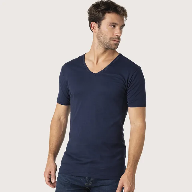 eminence-tee-shirt-col-v-homme-pur-coton-premium-marine image 1