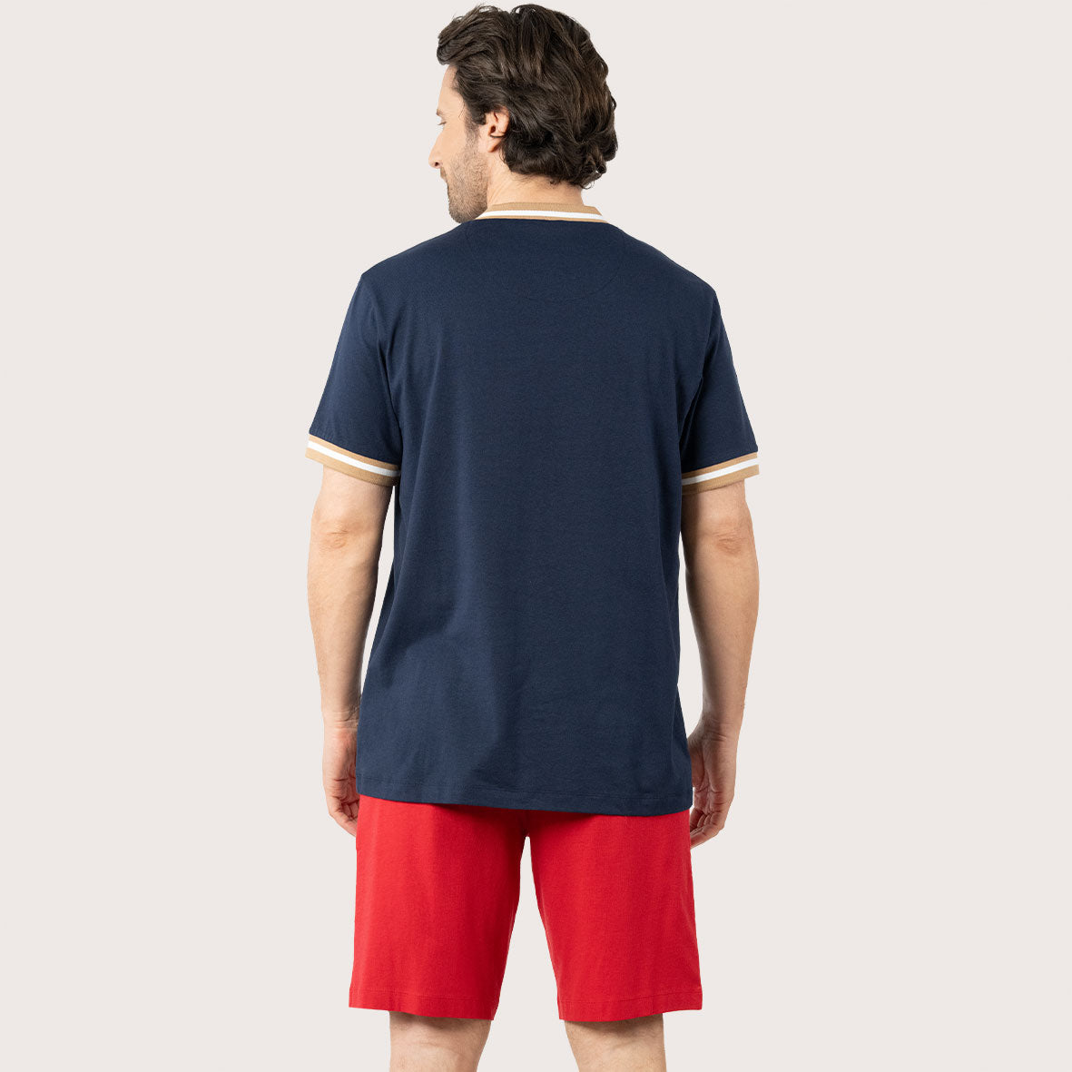 eminence-pyjama-court-col-t-boutonn-homme-casual-tee-shirt-short-rouge image 3