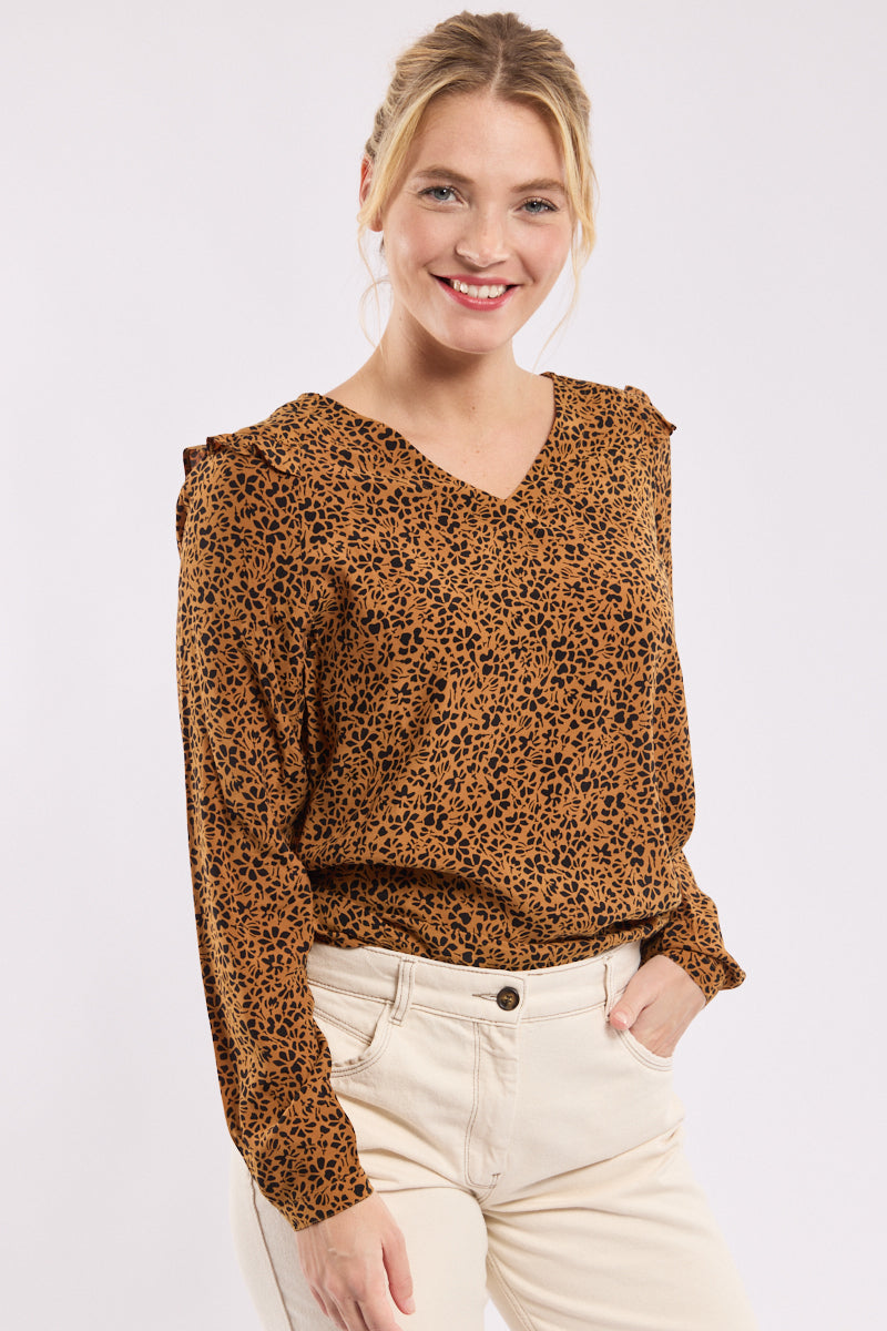 armor-lux-blouse-femme-col-v-imprim-e image 1