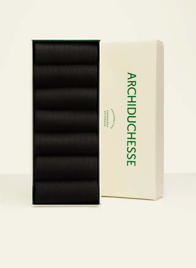 archiduchesse-semainier-classique-de-luxe-7-chaussettes-mi-hautes-noires image 1