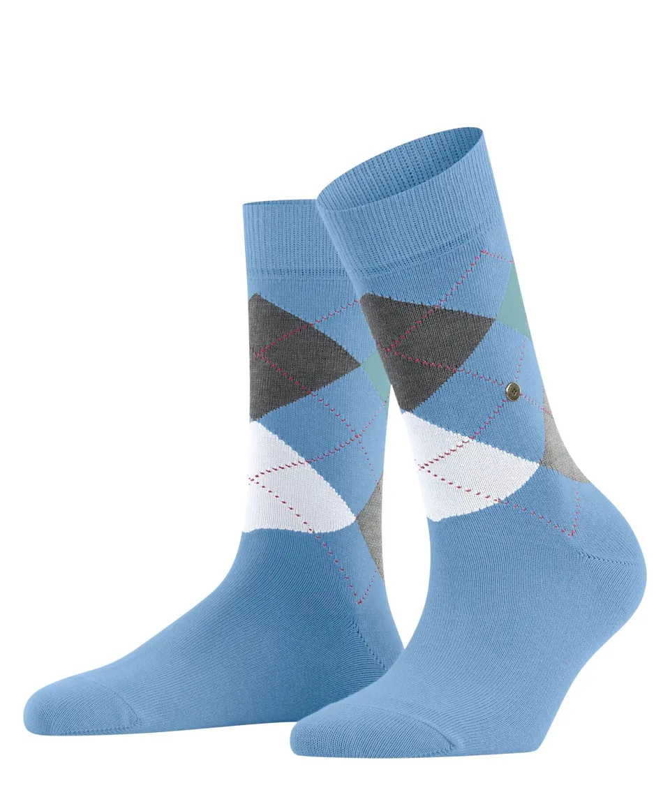 burlington-queen-chaussettes-femme-coton-fantaisie-argyle-bleu-deep-sea-6542-36- image 1