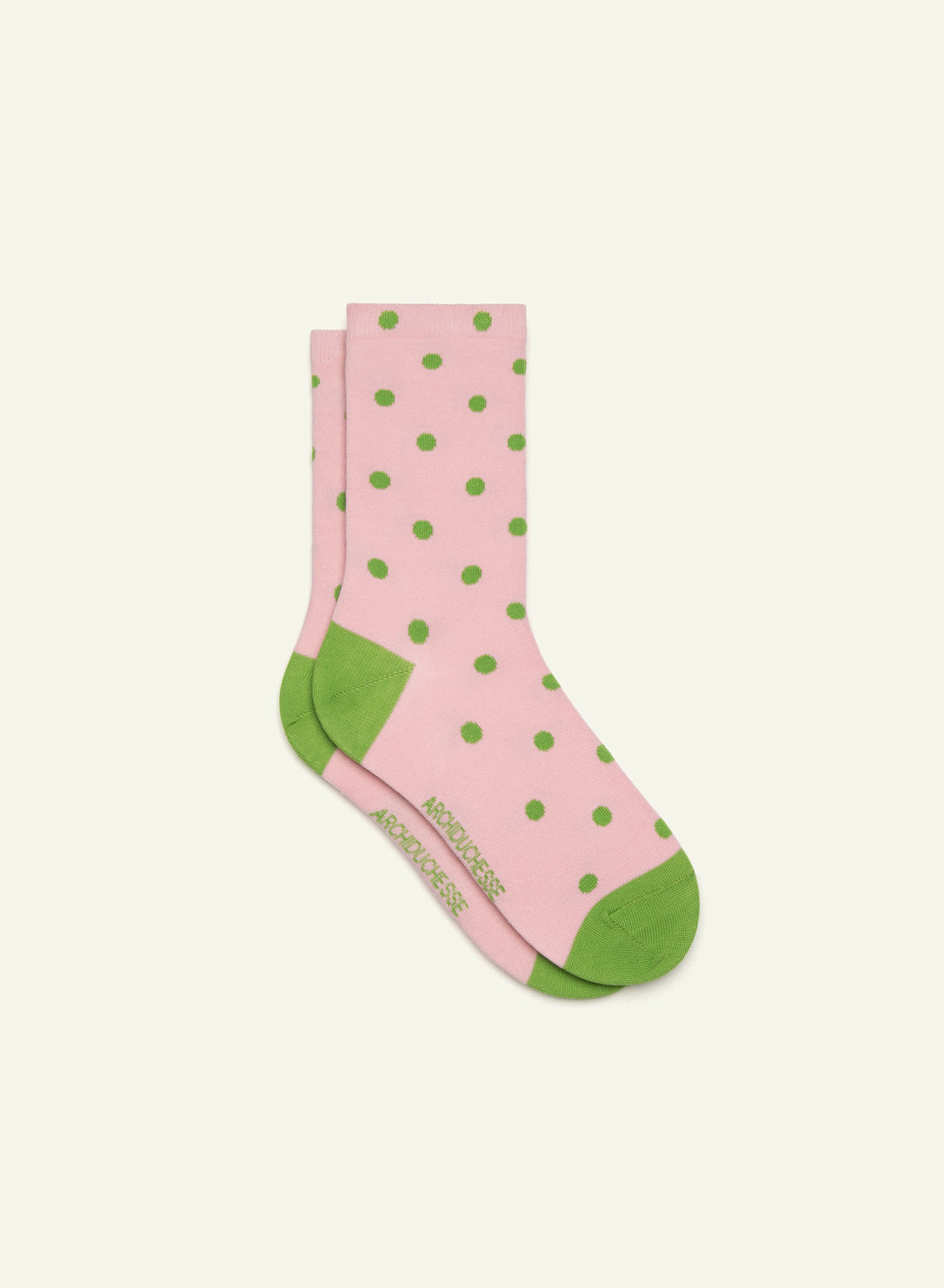 archiduchesse-rose-pistache-chaussettes-fantaisie-courtes-pois image 2