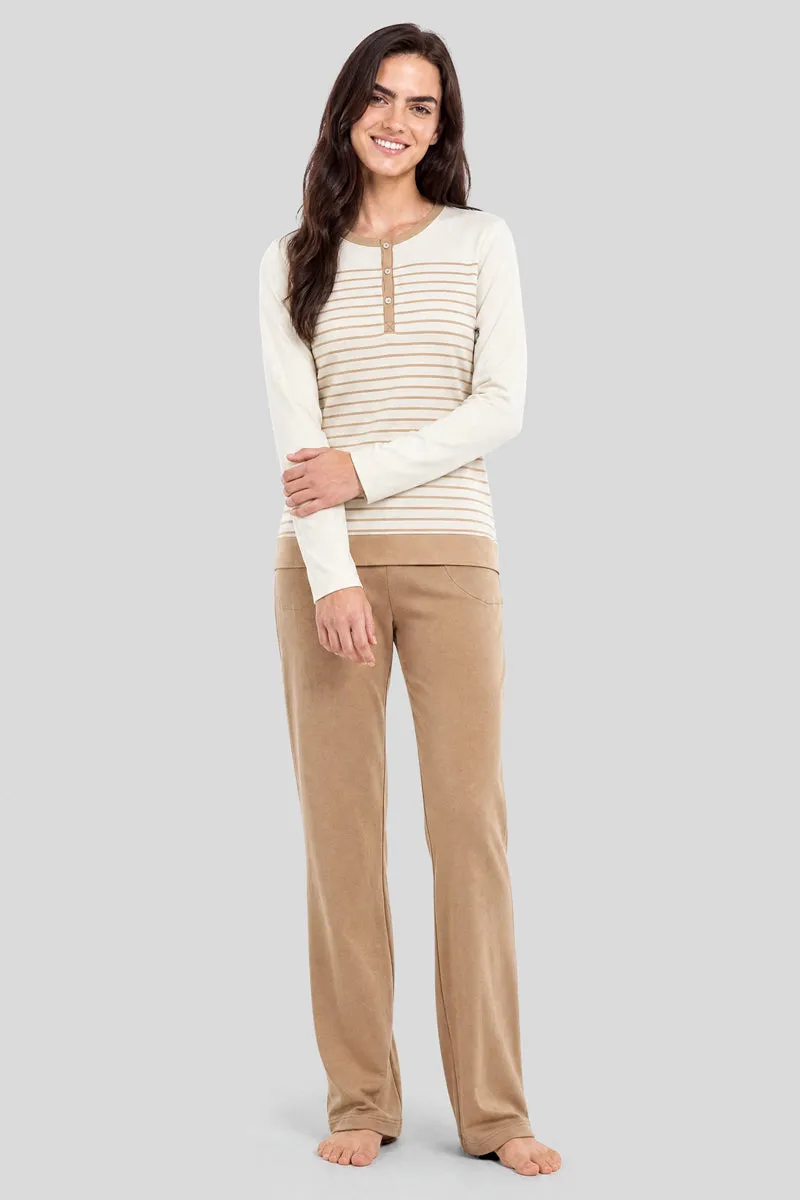 armor-lux-pyjama-ray-long-femme-coton image 1