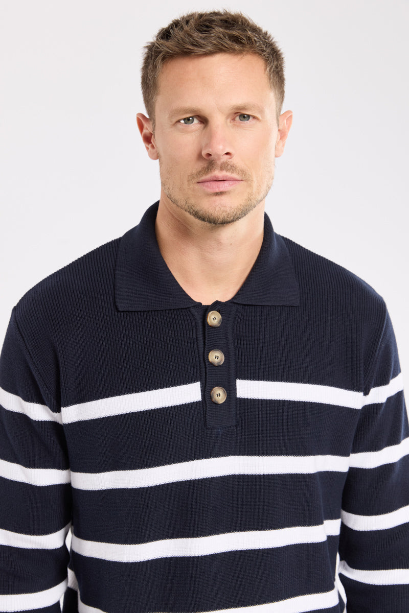 armor-lux-pull-col-boutonn-h-ritage-homme-pull-ray-100-coton image 2