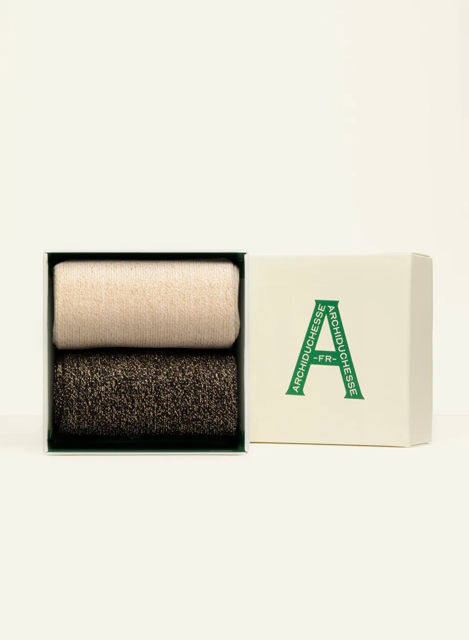 archiduchesse-duo-paillet-e-champagne-noir-coffret-2-chaussettes-courtes image 1
