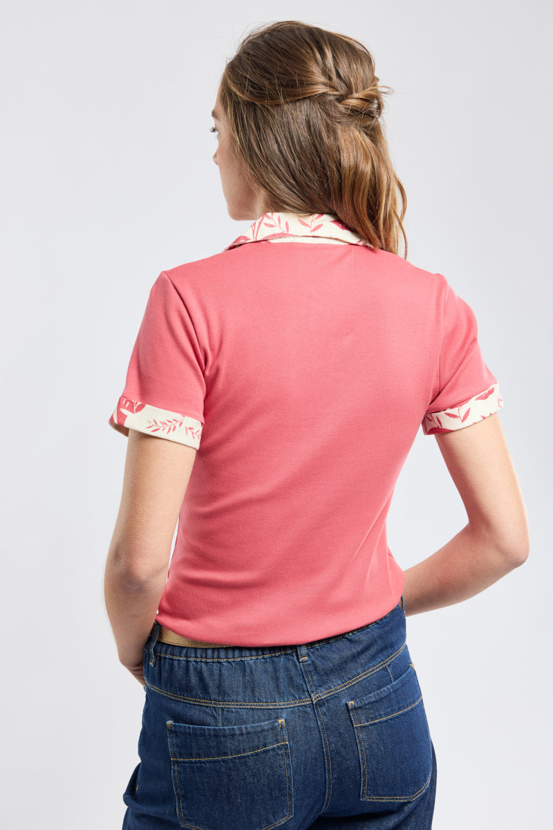 armor-lux-polo-femme-coton-motif-feuillage-coupe-droite image 4