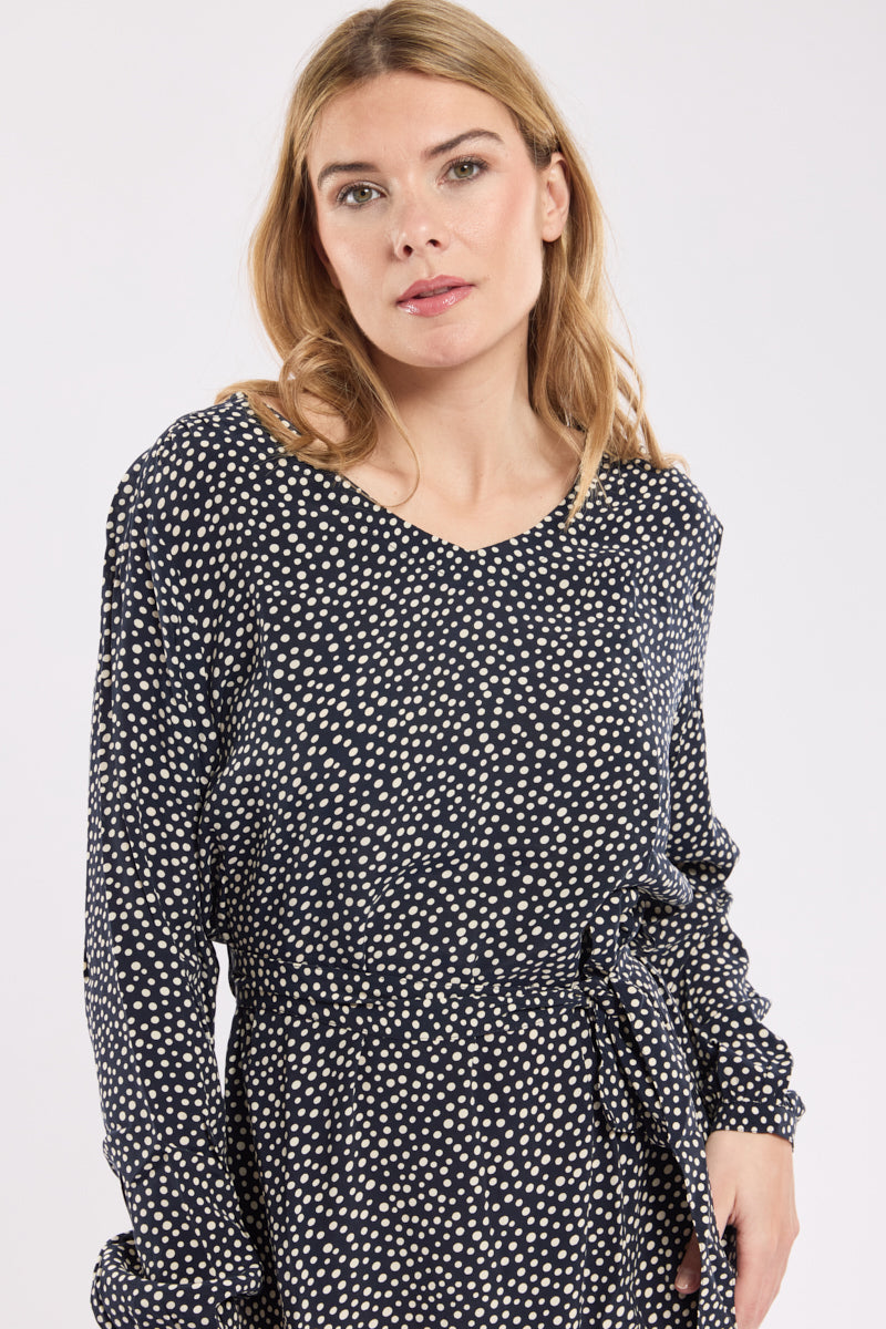 armor-lux-robe-ceintur-e-pois-cupro-manches-longues image 3