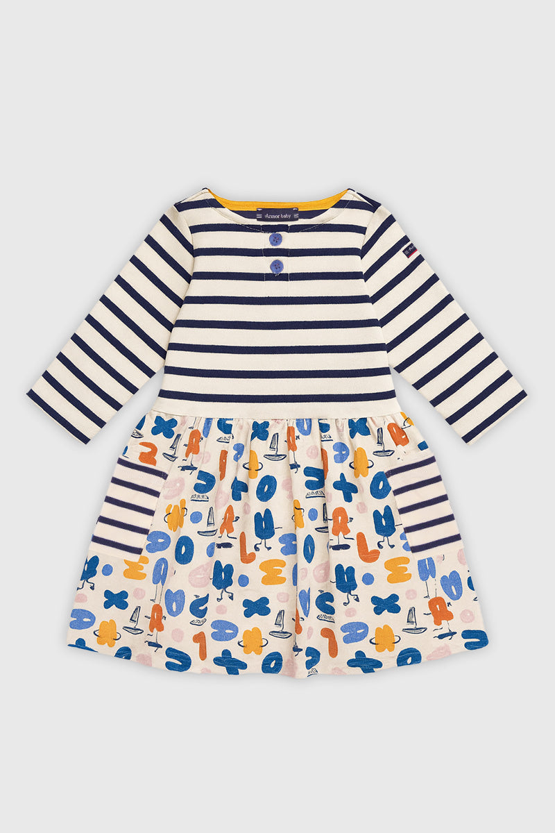 armor-lux-robe-imprim-e-baby-coton-manches-longues image 1