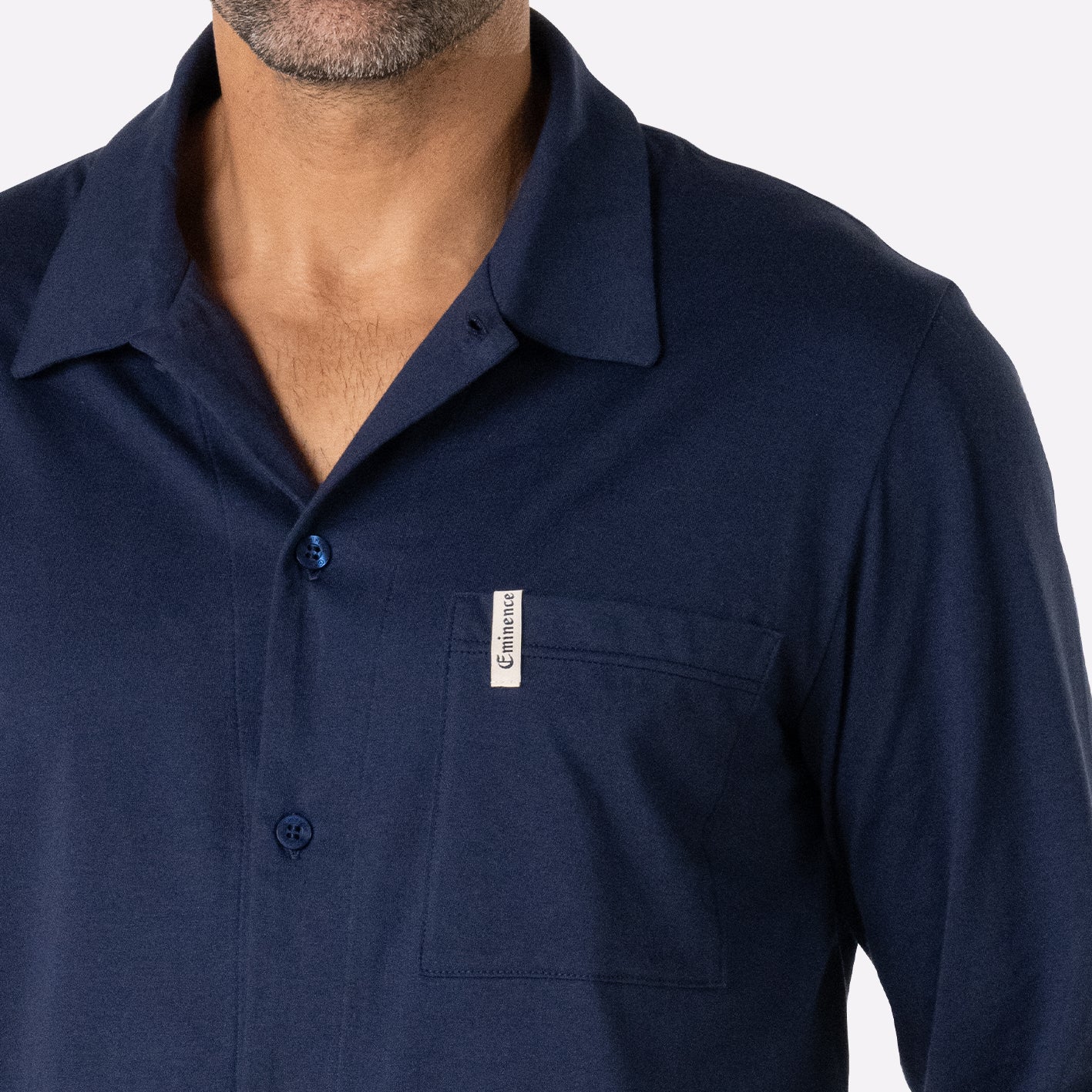 eminence-pyjama-long-ouvert-homme-camper-100-coton-marine image 2