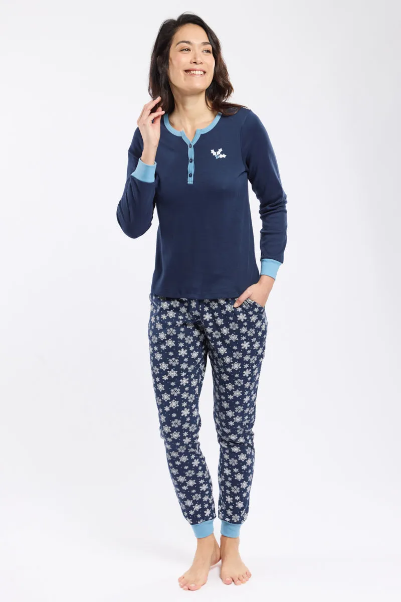 armor-lux-pyjama-femme-motifs-flocons-coton-pais image 1