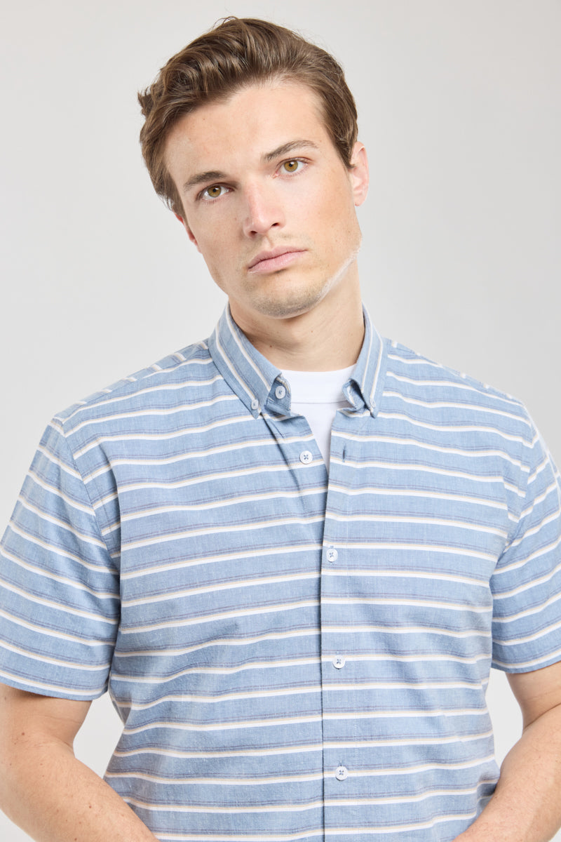 armor-lux-chemise-homme-ray-e-manches-courtes-coton-h-ritage image 2