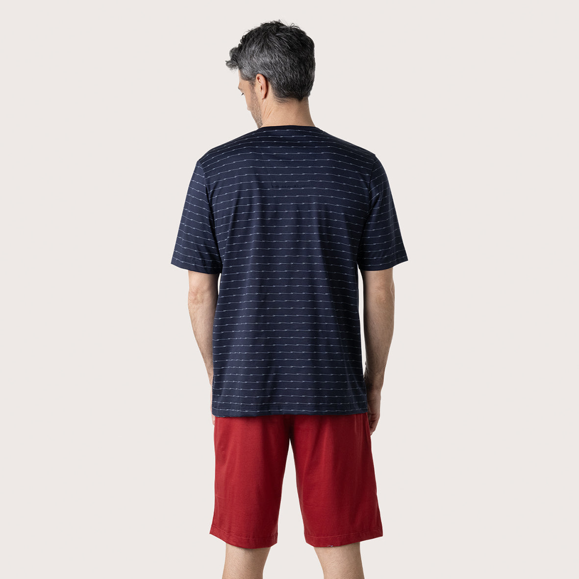 eminence-club-pyjama-court-homme-merceris-col-v-marine-rouge image 4