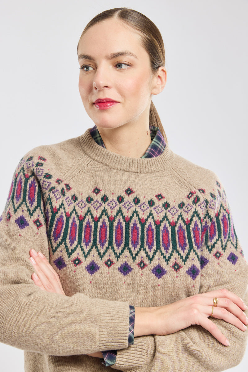 armor-lux-pull-jacquard-heritage-laine-femme-col-rond image 1
