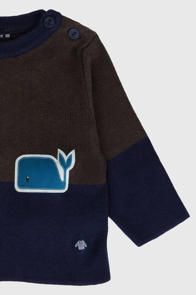armor-lux-pull-marin-baby-coton-et-laine-badge-baleine image 3