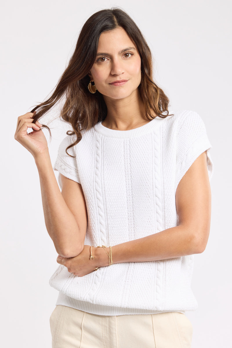 armor-lux-pull-sans-manche-coton-torsades-col-rond image 4
