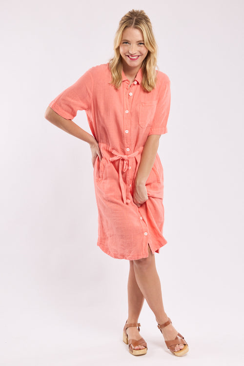 armor-lux-robe-courte-ceintur-e-lin-col-chemise image 5