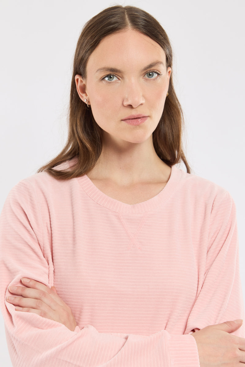 armor-lux-sweat-velours-femme-coupe-oversize-coton image 2