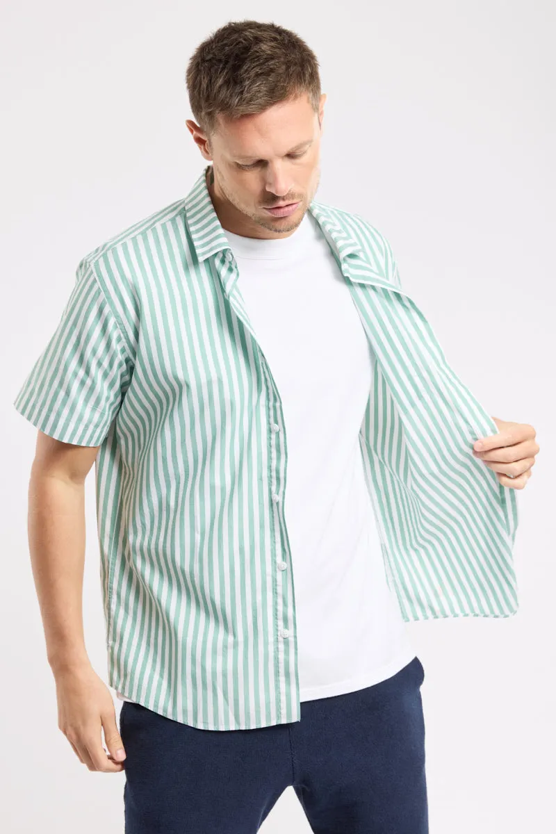 armor-lux-h-ritage-chemise-manches-courtes-coton-rayures-verticales-homme image 1