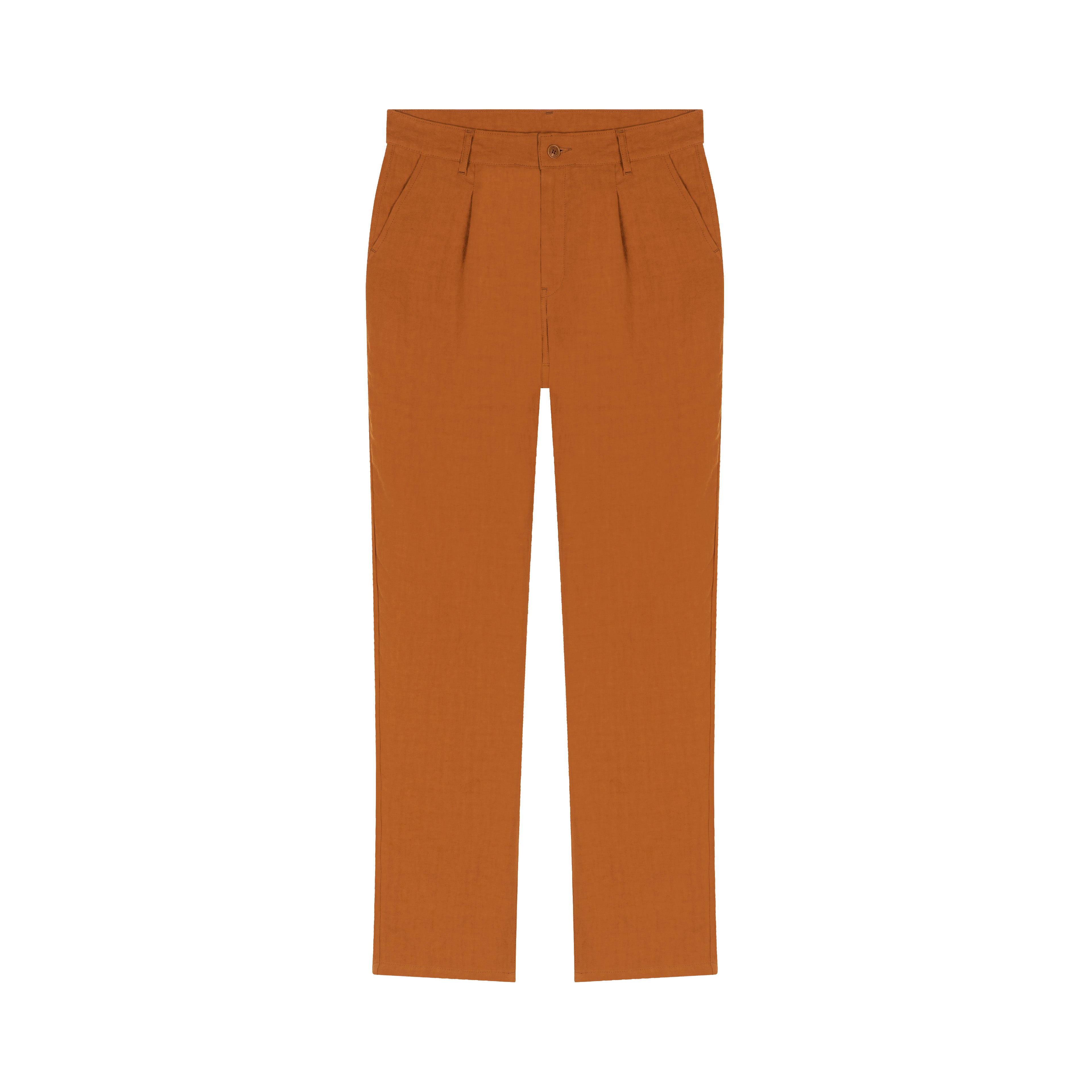 atelier-tuffery-gustave-pantalon-plis-homme-ample-rouille-en-lin image 1