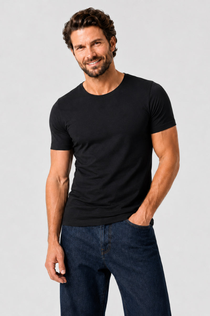 armor-lux-t-shirt-uni-homme-col-v-lyocell-coton image 1