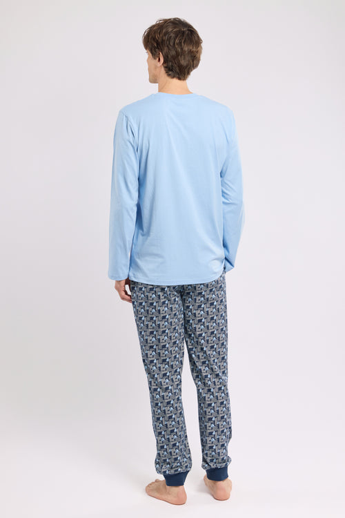 armor-lux-pyjama-homme-pois-g-om-trique-coton-l-ger-manches-longues image 4