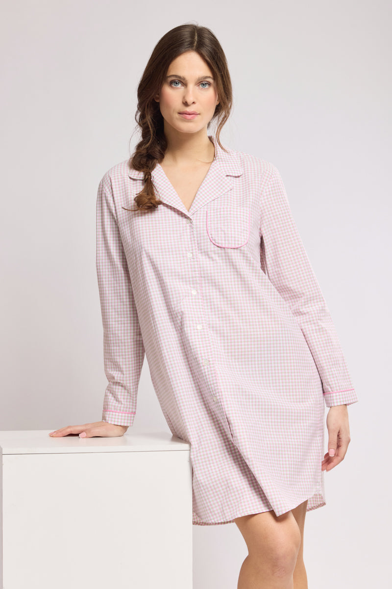 armor-lux-chemise-de-nuit-petits-carreaux-femme-en-coton image 1