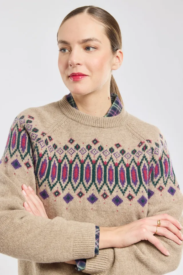 armor-lux-pull-jacquard-heritage-laine-femme-col-rond image 1