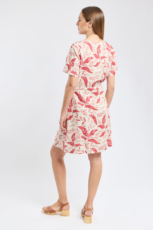 armor-lux-robe-motif-v-g-tal-robe-femme-en-lin-manches-courtes image 6