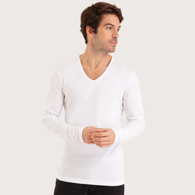 eminence-3v18-tee-shirt-col-v-manches-longues-pur-coton image 1