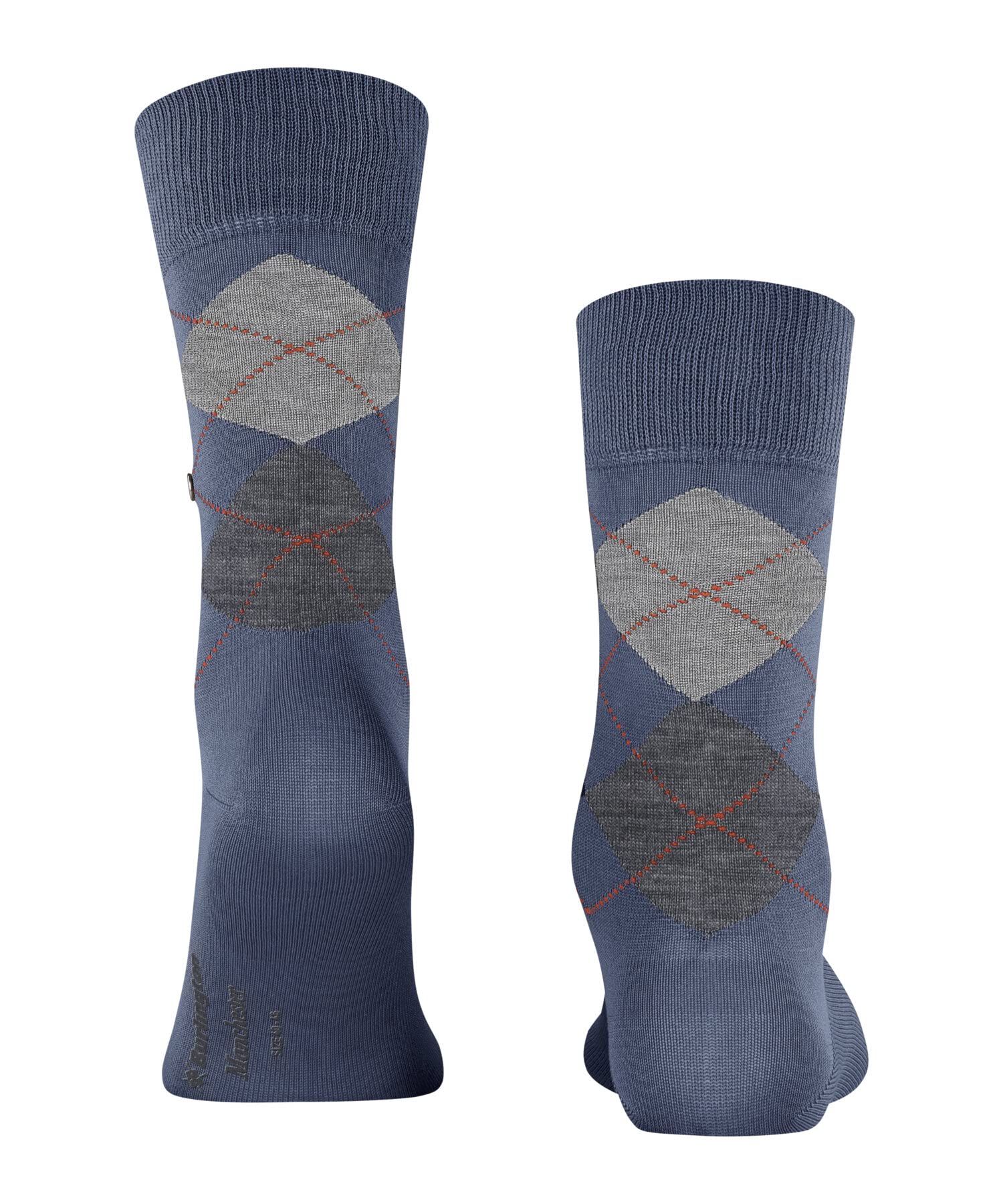 burlington-manchester-chaussettes-homme-coton-losanges-bleu-jeans-40-46 image 2
