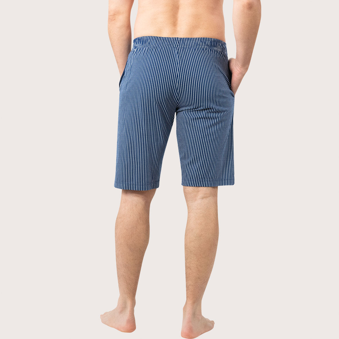 eminence-pyjama-court-col-v-homme-coton-bio-rayures-corail image 4