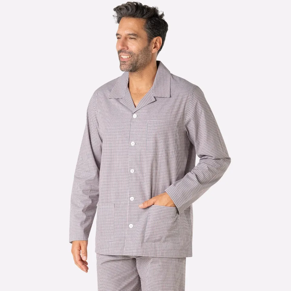 pyjama-long-homme-ouvert-popeline-eminence image 1
