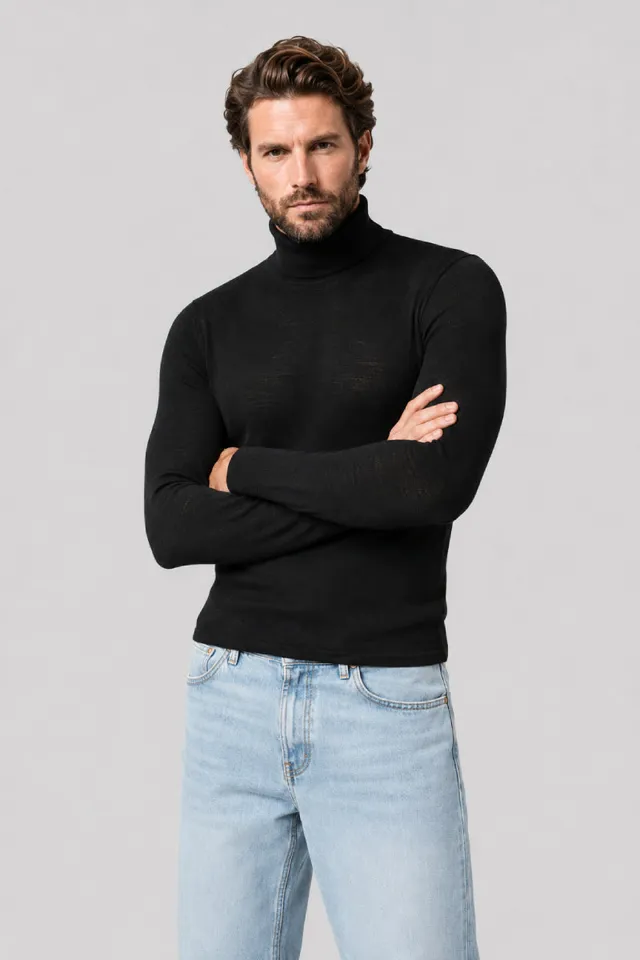 armor-lux-t-shirt-manches-longues-col-haut-homme-laine-et-soie image 1