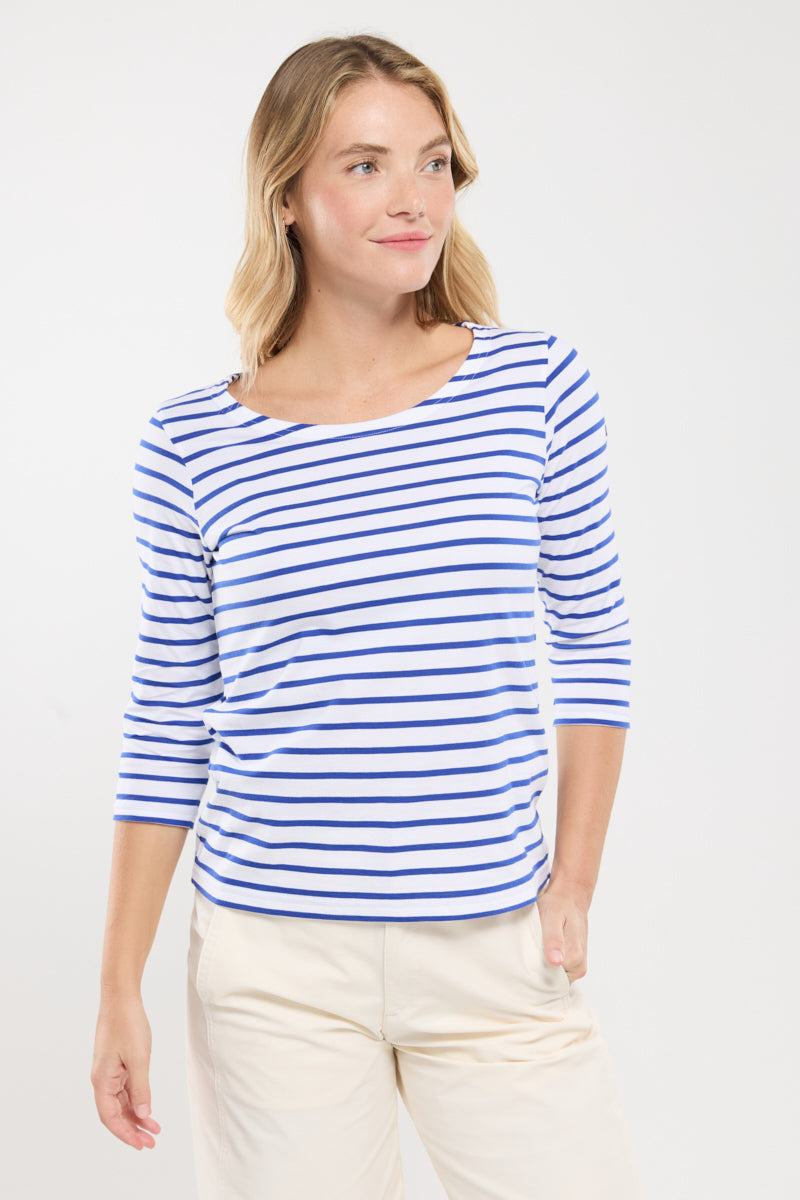 armor-lux-marini-re-femme-manches-3-4-coton-l-ger-col-bateau-5 image 3