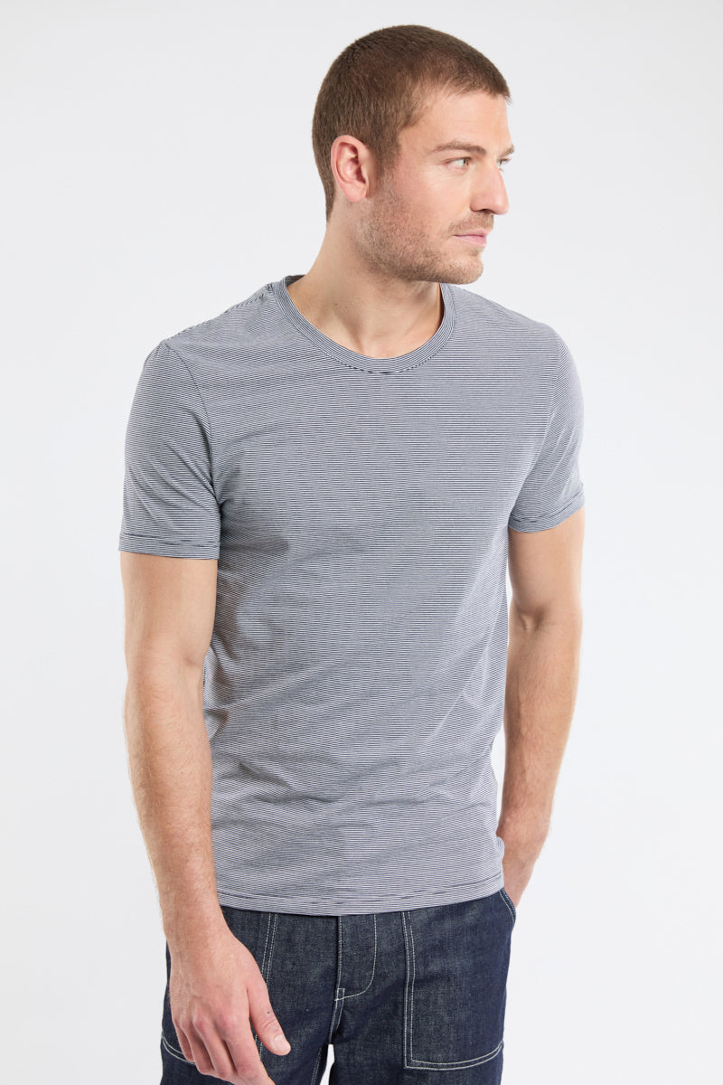 armor-lux-t-shirt-col-rond-homme-coton-modal-fines-rayures image 5