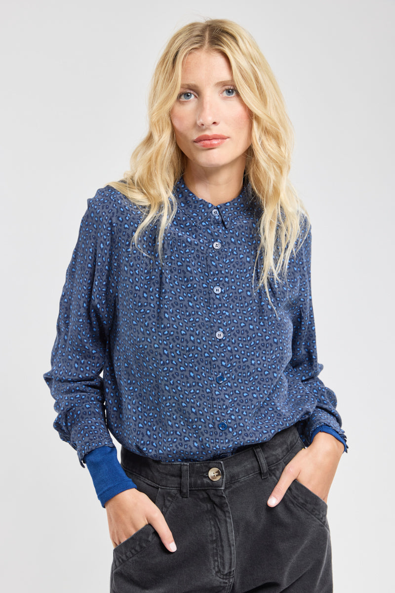 armor-lux-chemisier-l-opard-bleu-cupro-viscose-femme-manches-longues image 1