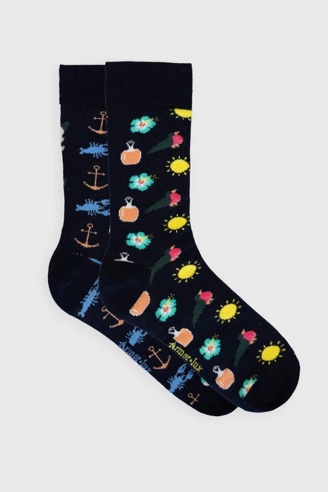 armor-lux-chaussettes-d-pareill-es-coton-homards-ancres-soleils-fleurs image 1