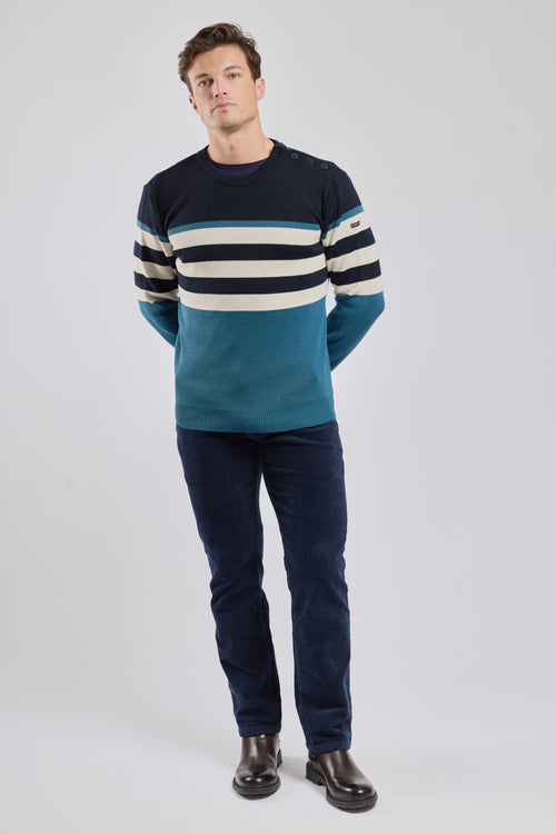 armor-lux-pull-marin-colour-block-homme-laine-boutons-paule image 4