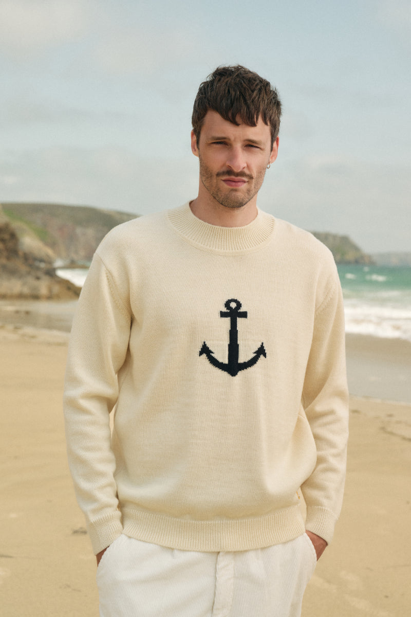 armor-lux-pull-heritage-col-montant-homme-100-laine-ancre image 4