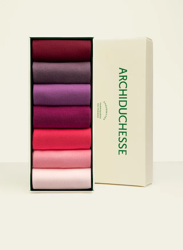 archiduchesse-semainier-rose-bonbon-chaussettes-mi-hautes-coton image 1