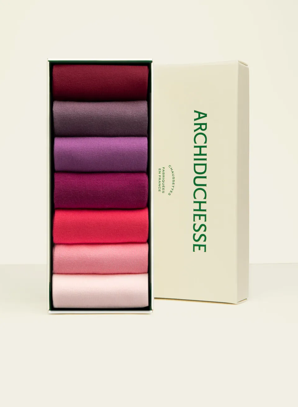 archiduchesse-semainier-rose-bonbon-chaussettes-mi-hautes-coton image 1