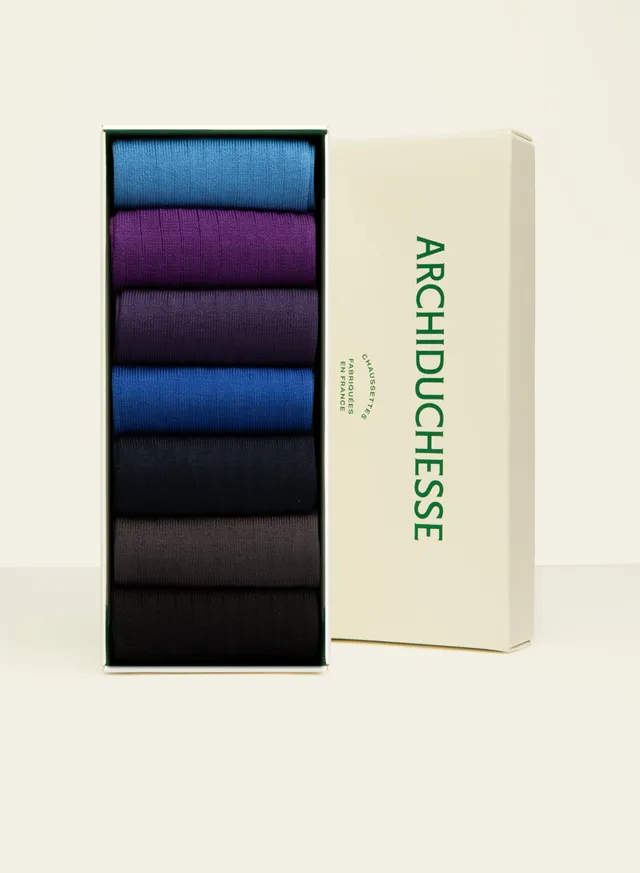 archiduchesse-semainier-ciel-bleu-de-luxe-7-chaussettes-fil-d-cosse image 1