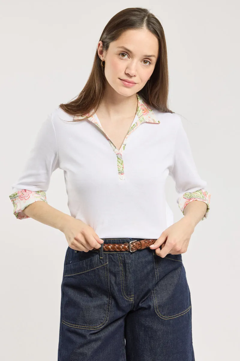 armor-lux-polo-femme-motifs-floraux-coton-manches-3-4 image 1