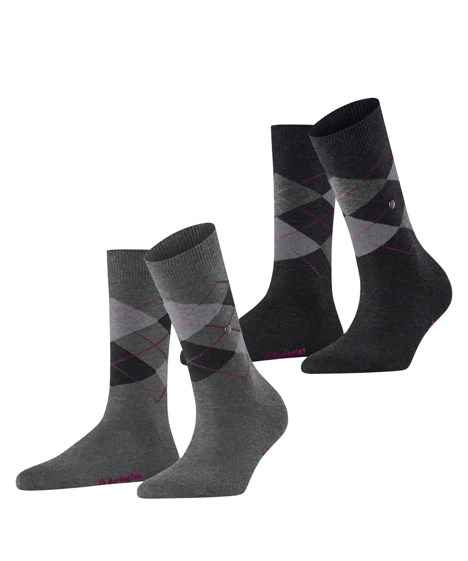burlington-everyday-argyle-chaussettes-femme-coton-gris-x2-paires-36-41 image 1