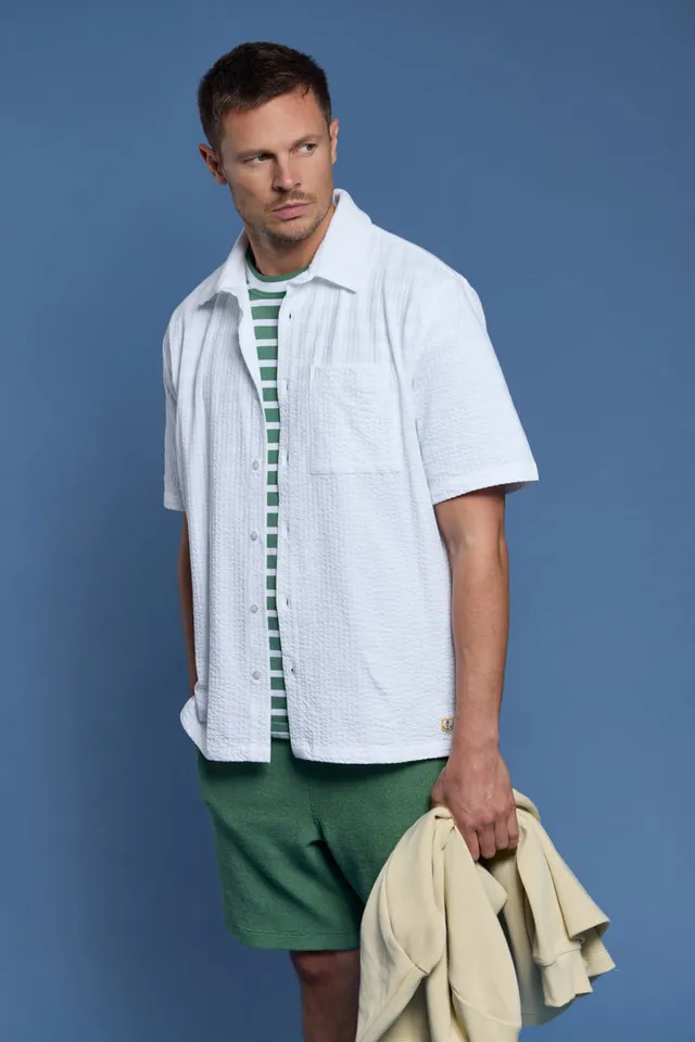 armor-lux-chemise-manches-courtes-homme-maille-gaufr-e-coton image 1